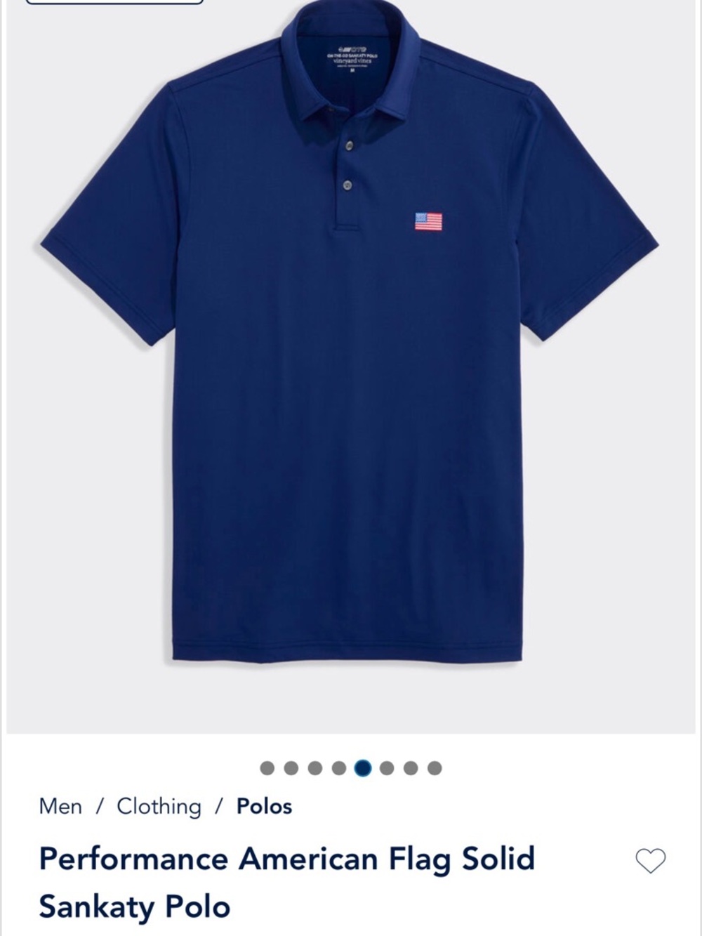 Vineyard Vines- Performance American Flag Solid Sankaty Polo - Navy